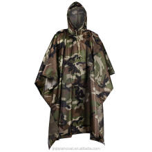 custom logo waterproof polyester poncho for men fashion camouflage military raincoat